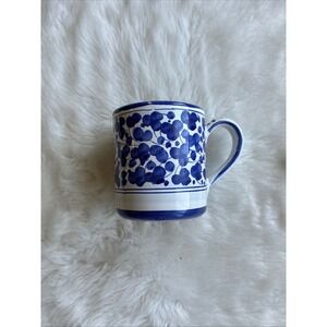 Deruta Italy Arabesco Blue Bird‎ Coffee Mug Vintage Hand Painted Pottery